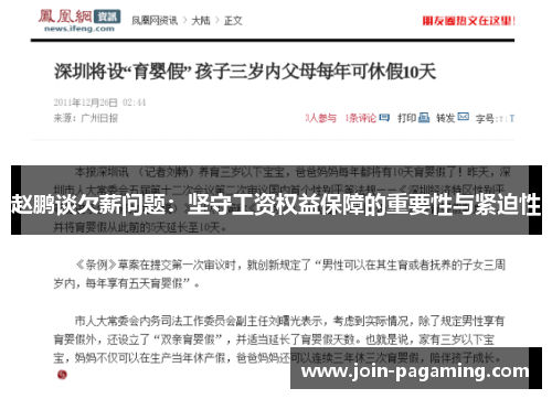 赵鹏谈欠薪问题：坚守工资权益保障的重要性与紧迫性