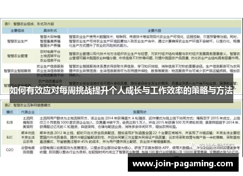 如何有效应对每周挑战提升个人成长与工作效率的策略与方法 如何有效应对每周挑战提升个人成长与工作效率的策略与方法